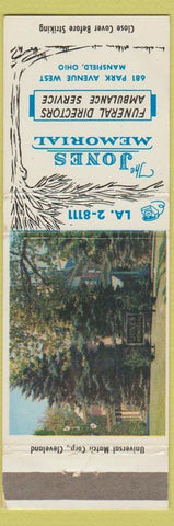 Matchbook Cover - Jones Memorial Funeral Home Mansfield OH