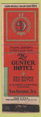 Matchbook Cover - Gunter Hotel San Antonio TX