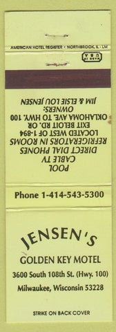 Matchbook Cover - Jensen's Golden Key Motel Milwaukee WI
