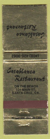 Matchbook Cover - Casablanca Restaurant Santa Cruz CA