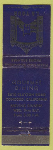 Matchbook Cover - La Tour Restaurant Concord CA