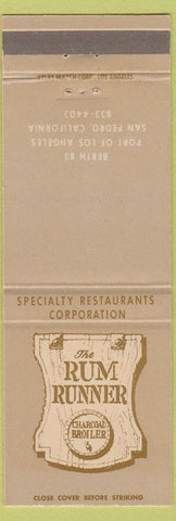Matchbook Cover - The Rum Runner San Pedro CA
