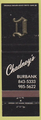 Matchbook Cover - Chadney's Burbank CA