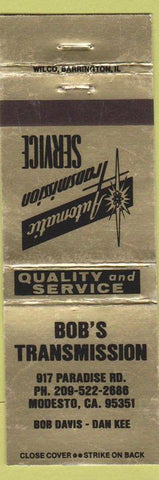 Matchbook Cover - Bob's Transmission Modesto CA