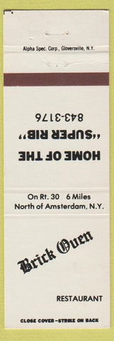 Matchbook Cover - Brick Oven Restaurant Amsterdam NY