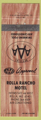 Matchbook Cover - Rolla Rancho Motel Rolla MO