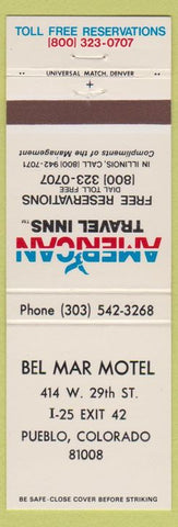Matchbook Cover - Bel Mar Motel Pueblo CO