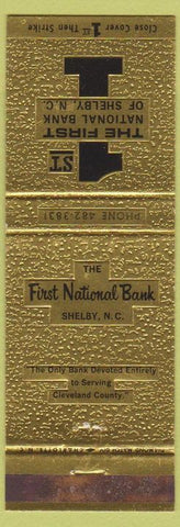 Matchbook Cover - 1st National Bank shelby NC