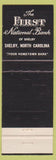 Matchbook Cover - 1st National Bank shelby NC
