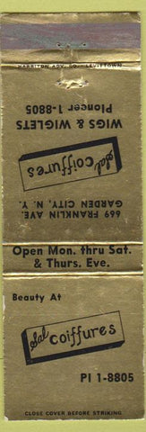 Matchbook Cover - Sal Coffures Garden City NY Salon Wigs