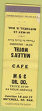 Matchbook Cover - Miller's Motel oil gas truck stop Mitchell SD