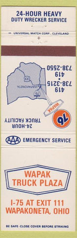 Matchbook Cover - Wapak Truck Stop OH Union 76 oil gas