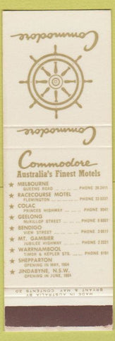 Matchbook Cover - Commodore Motels Australia SAMPLE Colac Geelong Bendigo