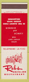 Matchbook Cover - Robs Drive Inn Restaurant Melbourne Australia SAMPLE