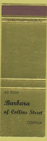 Matchbook Cover - Barbara of Collins Street Coiffeur Salon Australia SAMPLE
