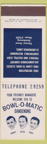 Matchbook Cover - Bowling O Matic Dandenong Australia Brunswick SAMPLE