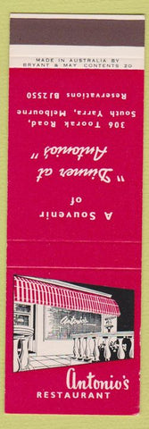 Matchbook Cover - Antonio's Restaurant South Yarra Melbourne Australia SAMPLE
