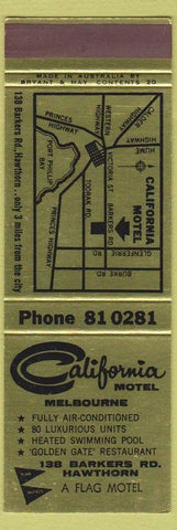 Matchbook Cover - California Motel Melbourne Australia SAMPLE