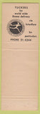 Matchbook Cover - Tucker The Florist FTD Australia SAMPLE WORN