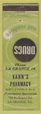Matchbook Cover - Vann's Drugs La Grange IL