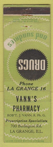 Matchbook Cover - Vann's Drugs La Grange IL