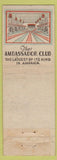Matchbook Cover - Ambassador Club Spokane WA POOR