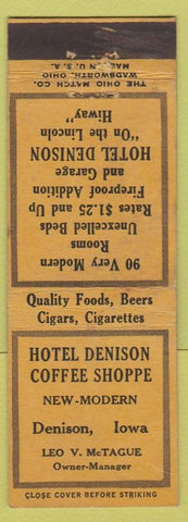 Matchbook Cover - Hotel Dennison Coffee Shop IA