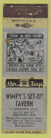 Matchbook Cover - Wimpy's Set Up Tavern WORN