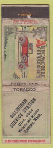 Matchbook Cover - Gillingham Service oil gas Spokane WA WORN