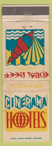 Matchbook Cover - Cinerama Hotels Coral Reef HI