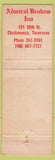 Matchbook Cover - Admiral Benbow Inn Chattanooga TN