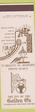 Matchbook Cover - Inn of the Golden Ox Redfern Australia SAMPLE