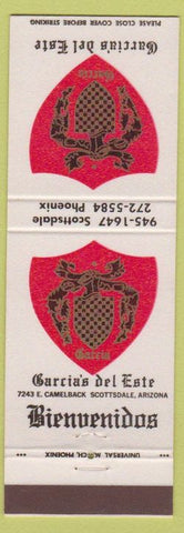 Matchbook Cover - Garcia's Del Este Scottsdale AZ