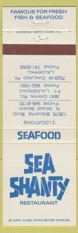 Matchbook Cover - Sea Shanty Miami Beach Fort Lauderdale Lauderhill FL
