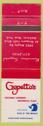 Matchbook Cover - Gepetto's Restaurant Amherst NY