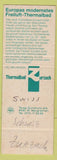 Matchbook Cover - Thermalbad Zurzach Thermal Bath Switzerland SAMPLE