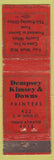 Matchbook Cover - Dempsey Kimsey Downs Printers WEAR LONG