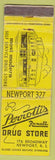 Matchbook Cover - Perrotti's Rrexall Drug Store Newport RI WORN CREASES