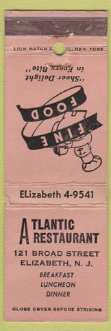 Matchbook Cover - Atlantic Restaurant Elizabeth NJ