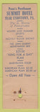 Matchbook Cover - Summit Hotel Uniontown PA WEAR