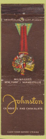 Matchbook Cover - Johnston Candie's Chocolate Milwaukee WI