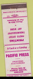 Matchbook Cover - Pacific Press Forest Grove OR Printing WEAR
