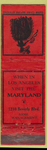 Matchbook Cover - The Maryland Los Angeles CA girlie