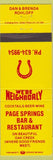 Matchbook Cover - Page Springs Bar Restaurant