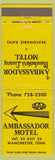 Matchbook Cover - Ambassador Motel Manchester TN