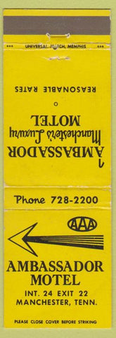 Matchbook Cover - Ambassador Motel Manchester TN