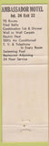 Matchbook Cover - Ambassador Motel Manchester TN