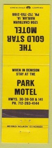 Matchbook Cover - Park Motel Gold Star Motel Harlan IA
