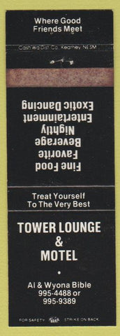 Matchbook Cover - Tower Lounge Motel strip club? NO TOWN
