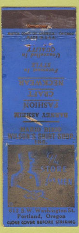 Matchbook Cover - Men's Clothes Portland OR WORN